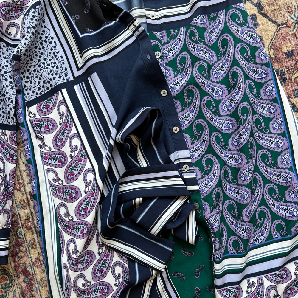 Loft Multicolor Patchwork Long Sleeve Midi Dress … - image 3